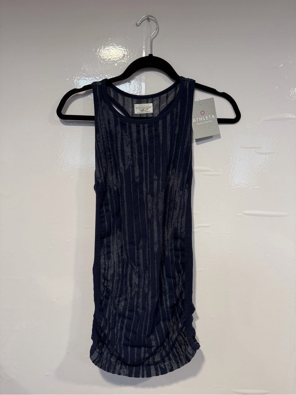 Athleta Navy Vertical Ikat Pure Stripe Tank NWT